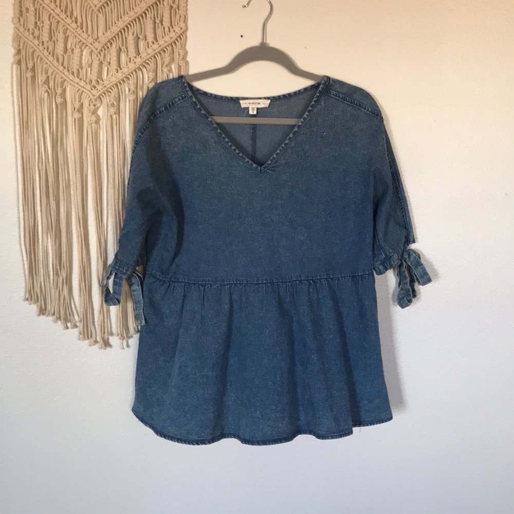 Francesca’s Denim Loose Fit Blouse